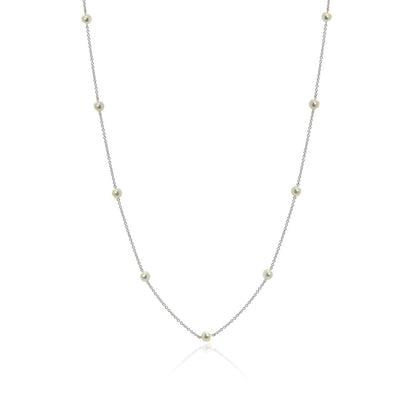 32-inch 6MM Akoya Pearl Station Necklace in 18K White Gold