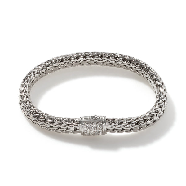 Diamond cheapest silver braided bracelet