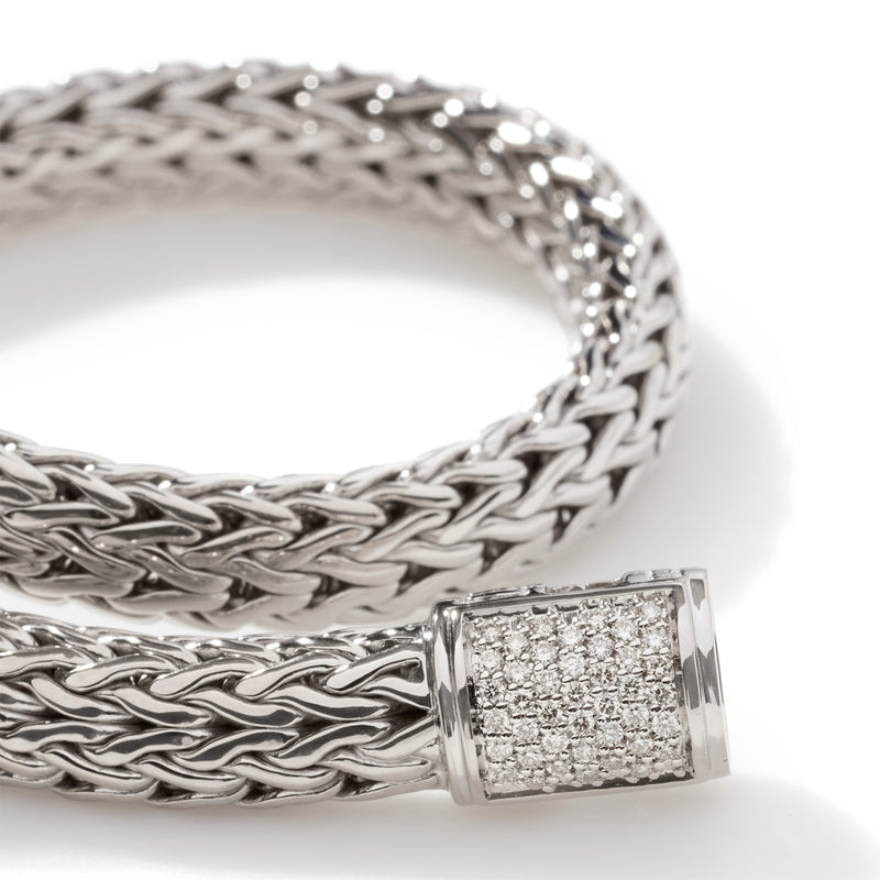 Diamond cheapest silver braided bracelet