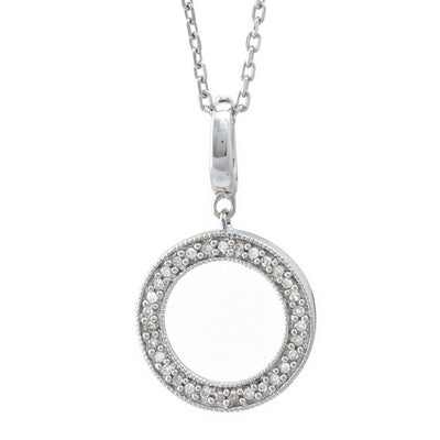 Sterling Silver Diamond Open Circle Pendant Necklace