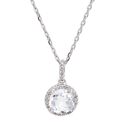 STERLING SILVER DIAMOND AND TOPAZ PENDANT NECKLACE