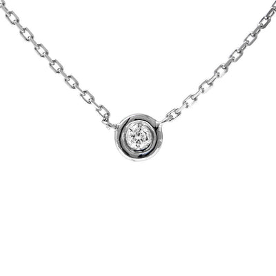 Sterling Silver Round Bezel Diamond Necklace