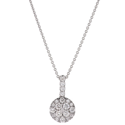 14K White Gold Diamond Disc Amulet Necklace