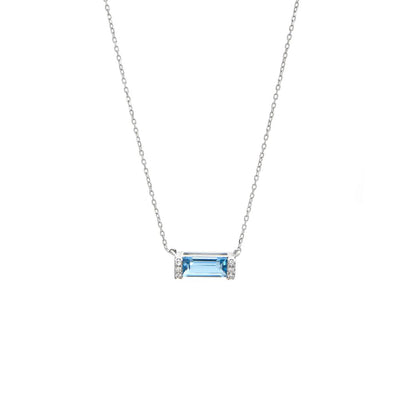 14k Gold Blue Topaz Diamond Necklace