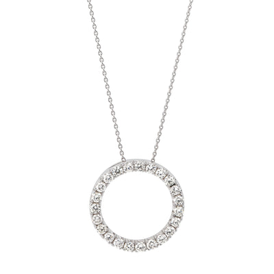 14K White Gold Diamond Open Circle Necklace