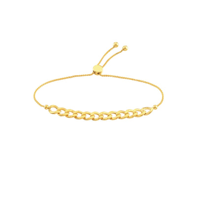 14K Yellow Gold Curb Link Adjustable Bracelet