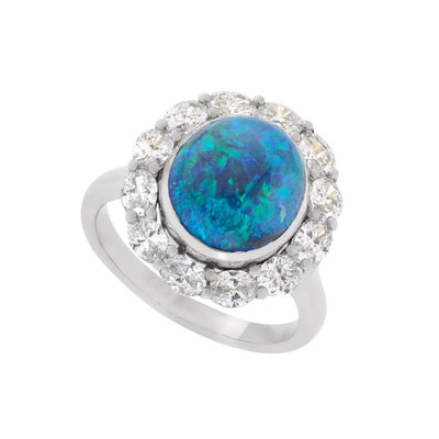 Platinum Opal and Diamond  Ring - Tapper's Jewelry 