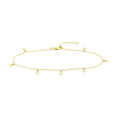 14K Yellow Gold Disc Charm Ankle Bracelet