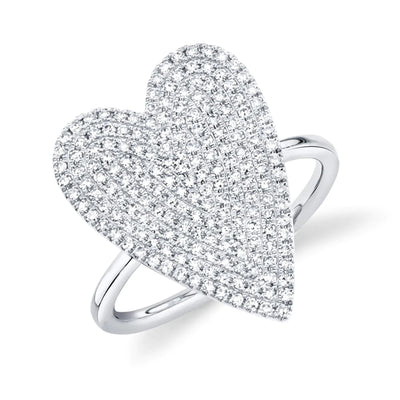 14K WHITE GOLD DIAMOND HEART RING
