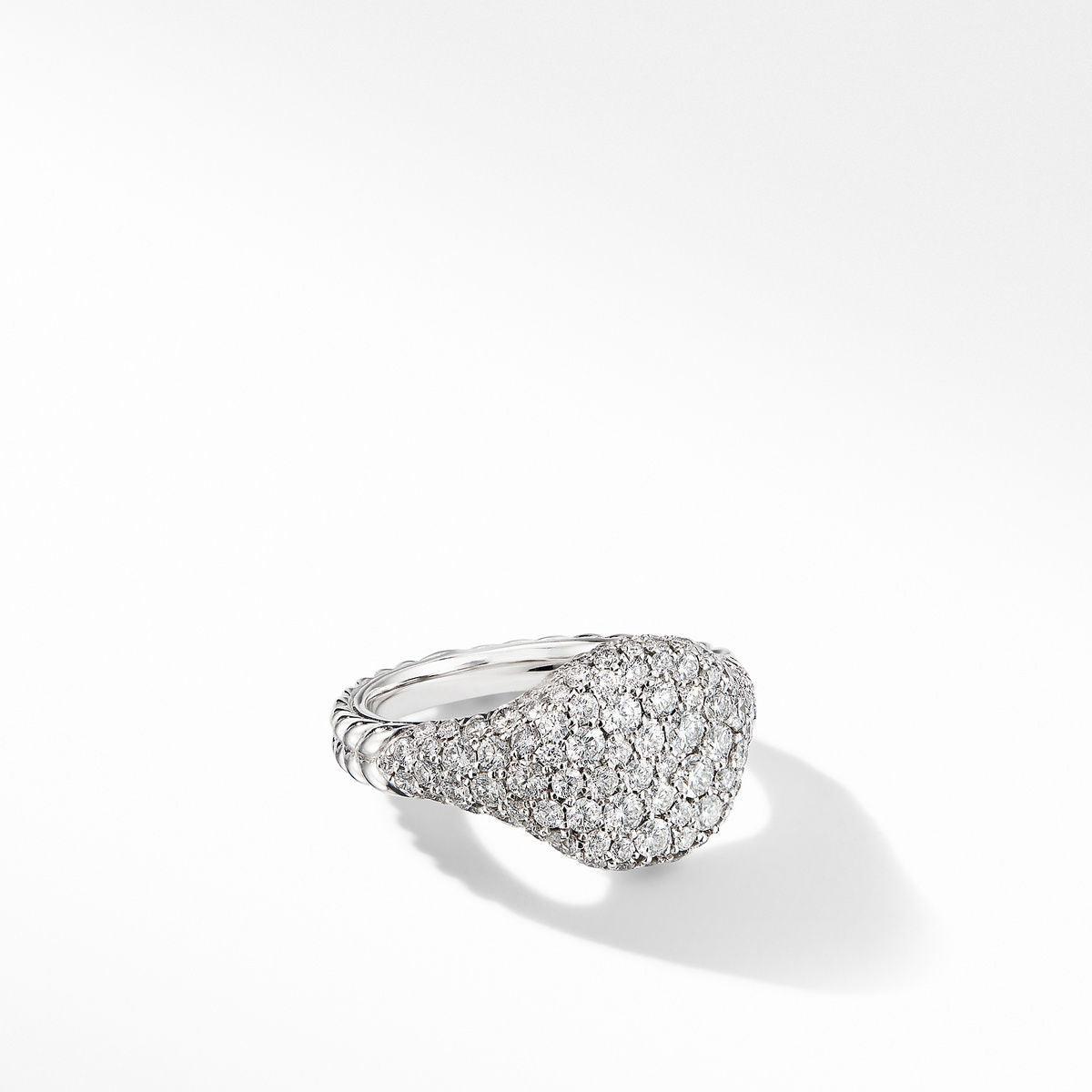 MINI CHEVRON PINKY RING IN 18K WHITE GOLD WITH PAVE DIAMONDS