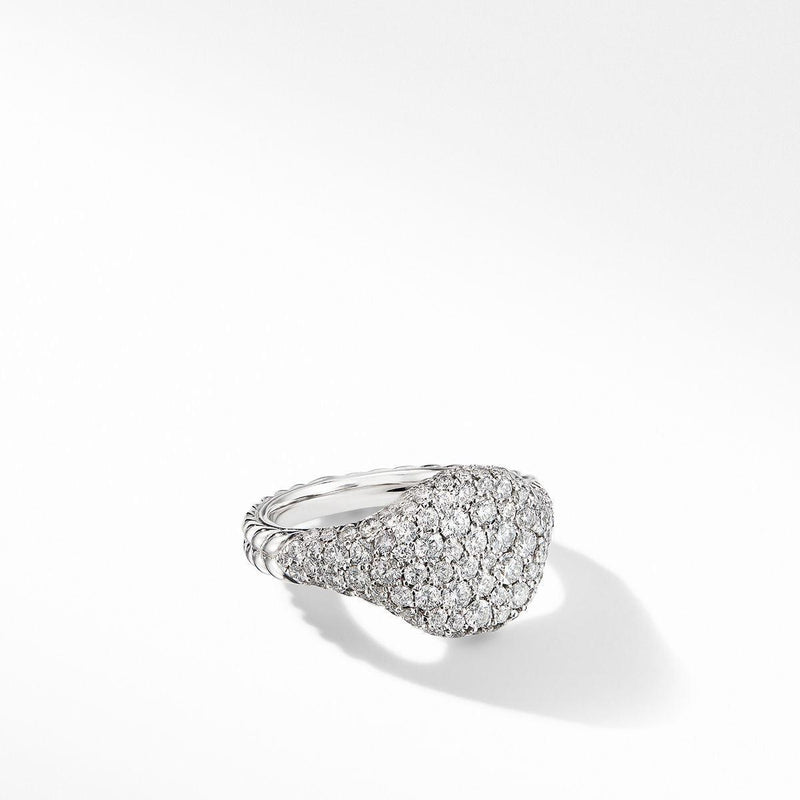 MINI CHEVRON PINKY RING IN 18K WHITE GOLD WITH PAVE