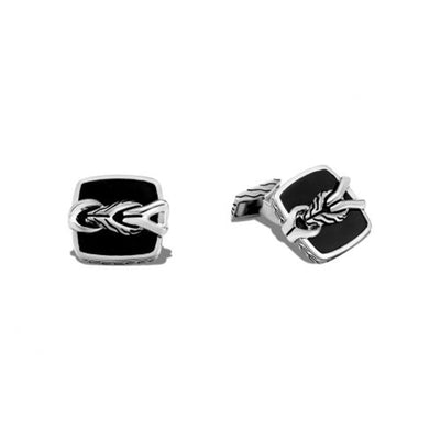 STERLING SILVER AND ONYX CUFFLINKS