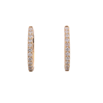 14K Yellow Gold Diamond Hoop Earrings