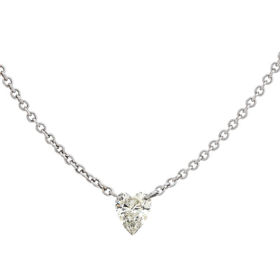 14K White Gold Diamond Heart Chain Necklace