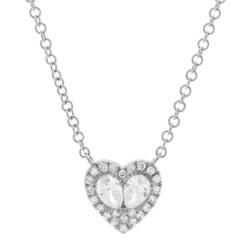 14k White Gold Necklace with Diamond Heart Pendant