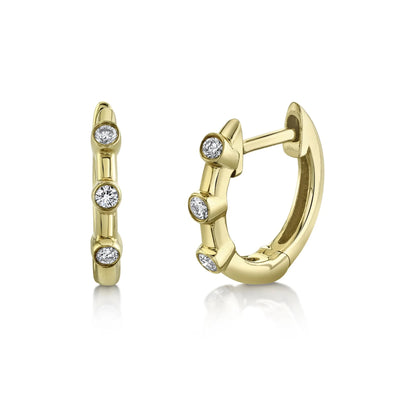 14k Gold Huggie Diamond Earrings