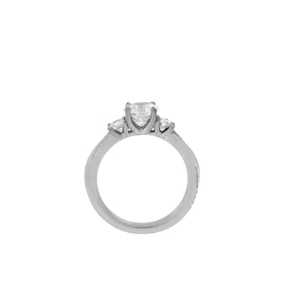 14 KARAT GOLD 3-STONE TWIST SHANK PAVE MOUNTING - Tapper's Jewelry 