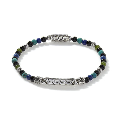 STERLING SILVER MULTIBEADED ID BRACELET