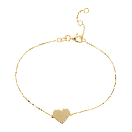 Engravable Heart 7.25in Bracelet in 14K Yellow Gold
