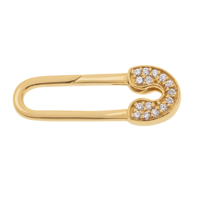 14K Yellow Gold Safety Pin Push Clasp with Diamond Accent
