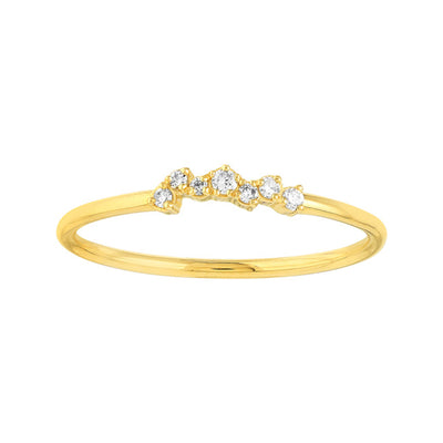 Seven Diamond Cluster Band in 14K Yellow Gold