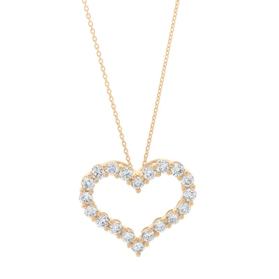 14K Yellow Gold Open Heart Necklace