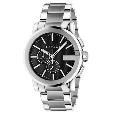 G-Chrono Black Dial Chronograph 44mm Watch with Stainless Steel Bracelet