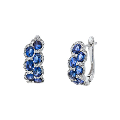 18K White Gold Sapphire and Diamond  Earrings