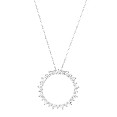 14K White Gold Diamond Open Circle Pendant Necklace