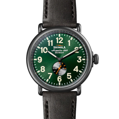 47MM Runwell with Hunter Green Dial and Black Leather Strao