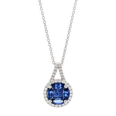 18K White Gold Sapphire and Diamond  Necklace