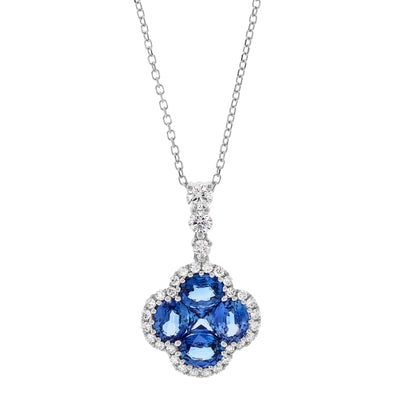 18K White Gold Sapphire and Diamond  Necklace