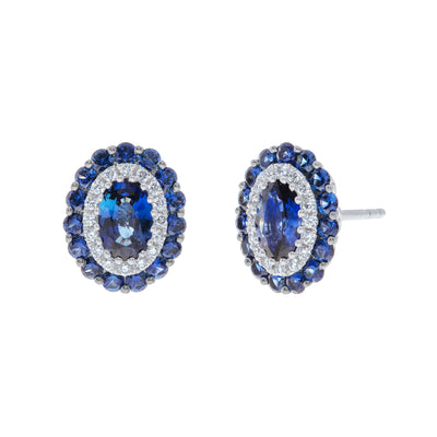 18K GOLD DIAMOND AND SAPPHIRE EARRINGS