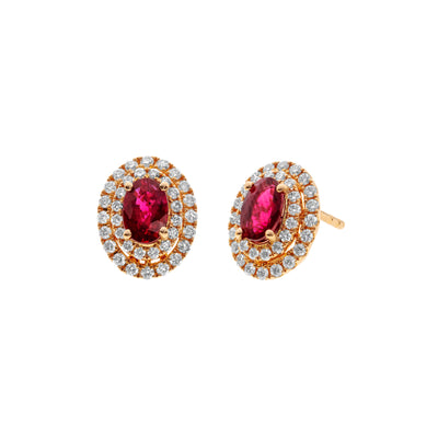18K ROSE GOLD RUBY AND DIAMOND EARRINGS