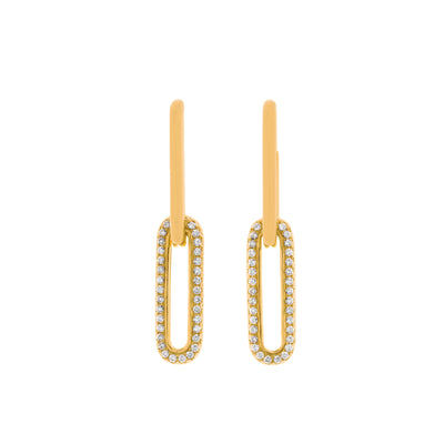 Link Drop Earrings with Pave Diamond Accents in 14K Yellow Gold