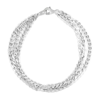 STERLING SILVER TRIPPLE ROW LINK BRACELET