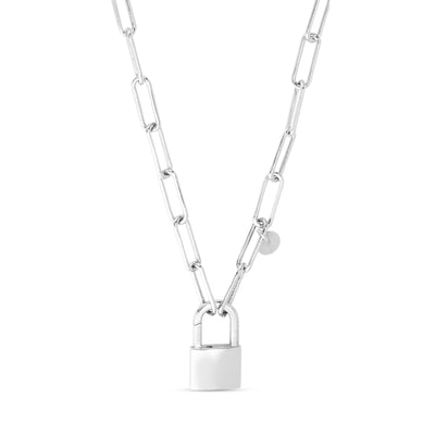 4.86mm Stainless Steel Lock Link Necklace