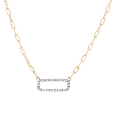 14K Yellow Gold Diamond Paperclip Chain Necklace
