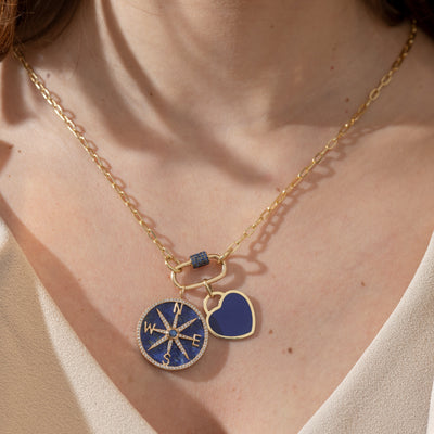 Lapis 14K Yellow Gold Large Heart Charm