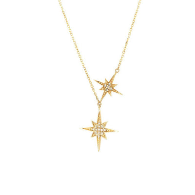 14K Yellow Gold Diamond Star Necklace