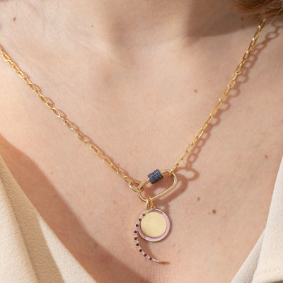 Ruby and Diamond Moon Pendant