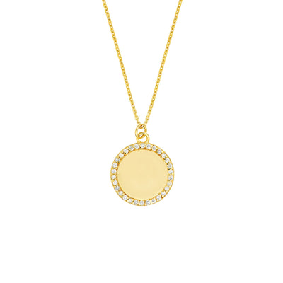 14K Yellow Gold Diamond Disc Necklace