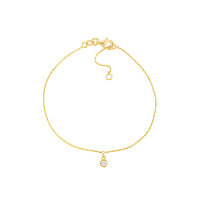 14K Yellow Gold Bezel Set Diamond Charm Bracelet