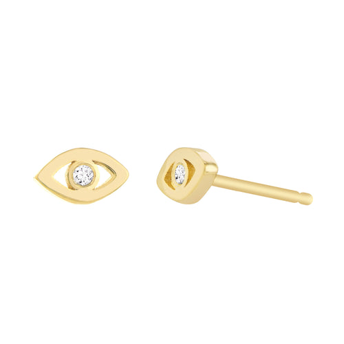 14k Gold Evil Eye Stud Earrings