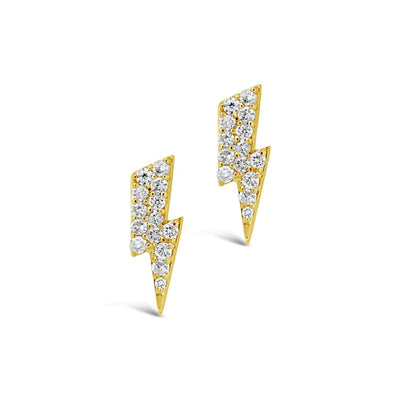 14k Gold Lightning Bolt Stud Diamond Earrings