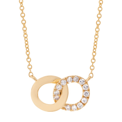 14K Yellow Gold Diamond Double Circle Necklace