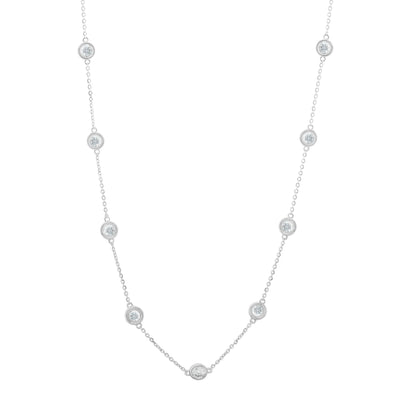 3 cttw. Lab Grown Stationed Diamond 22” Necklace in 14K White Gold