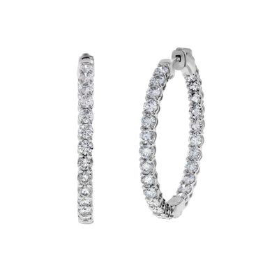 5 cttw. Lab Grown Diamond Eternity Hoop Earrings in 14K White Gold