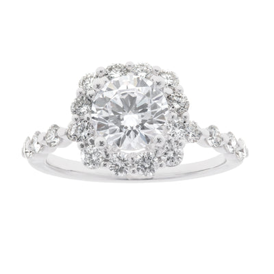 14K GOLD SINGLE PRONG DIAMOND HALO MOUNTING