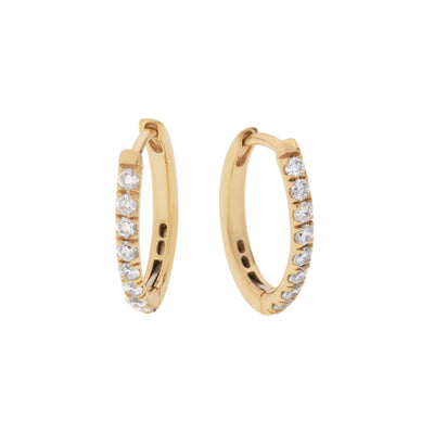 14K WHITE GOLD DIAMOND HOOP EARRINGS